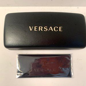 Versace Sunglasses Eyeglasses Large Leather Hard Case w/Cleaning Cloth